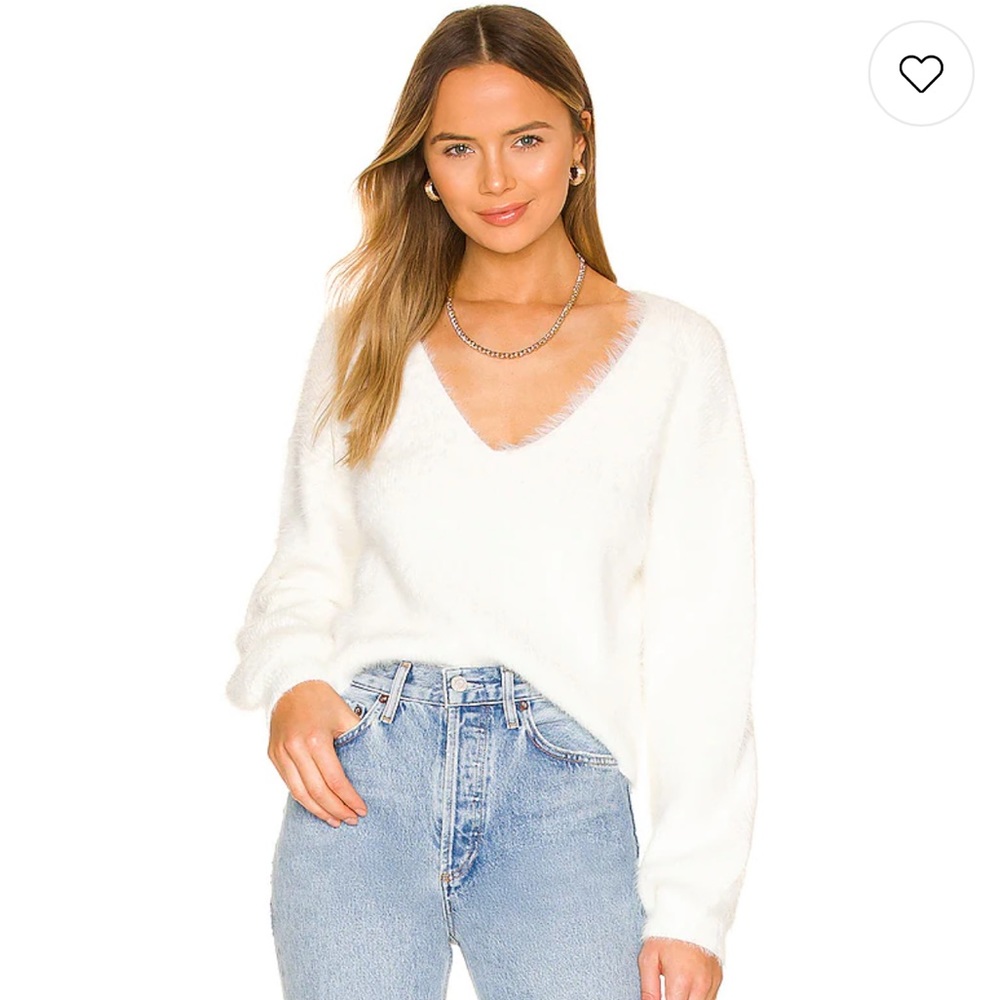 Lovers + Friends Malia V Neck Sweater in Ivory